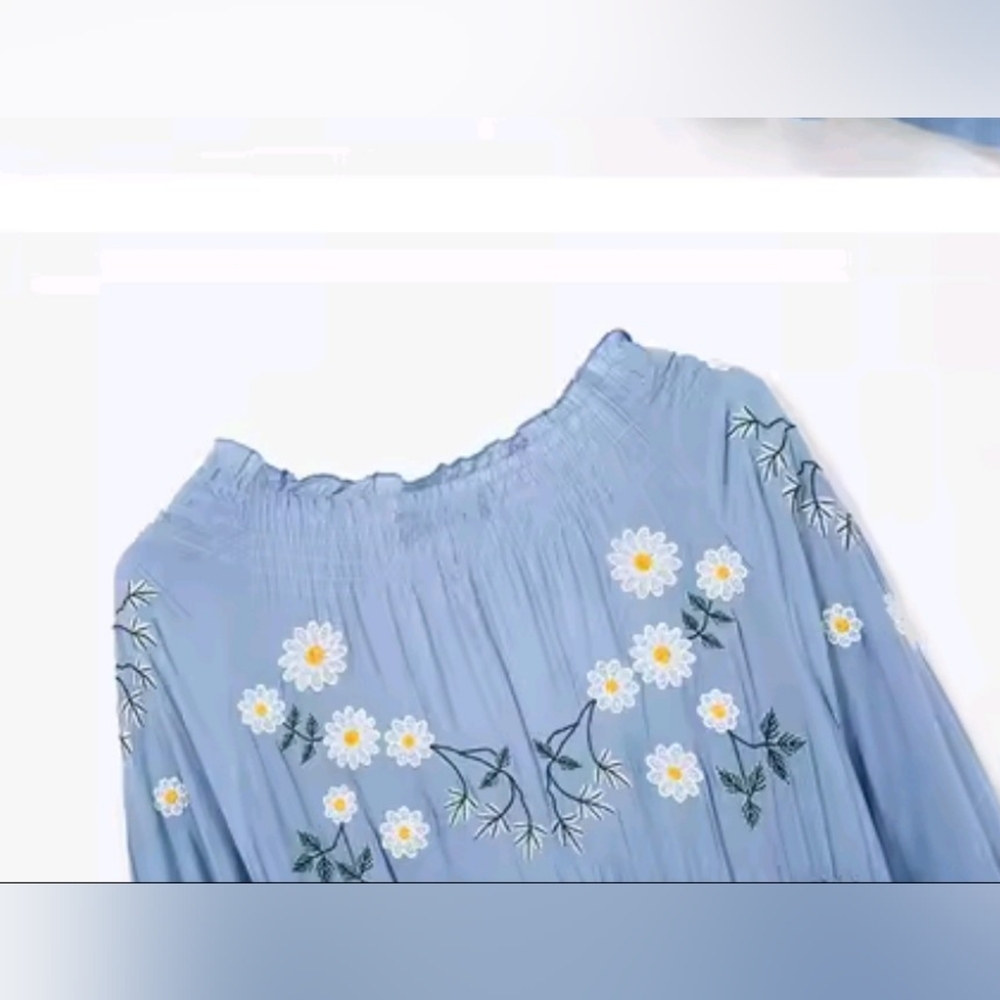 Chic Blue Floral Long Sleeve Dress - Picture 14 of 16